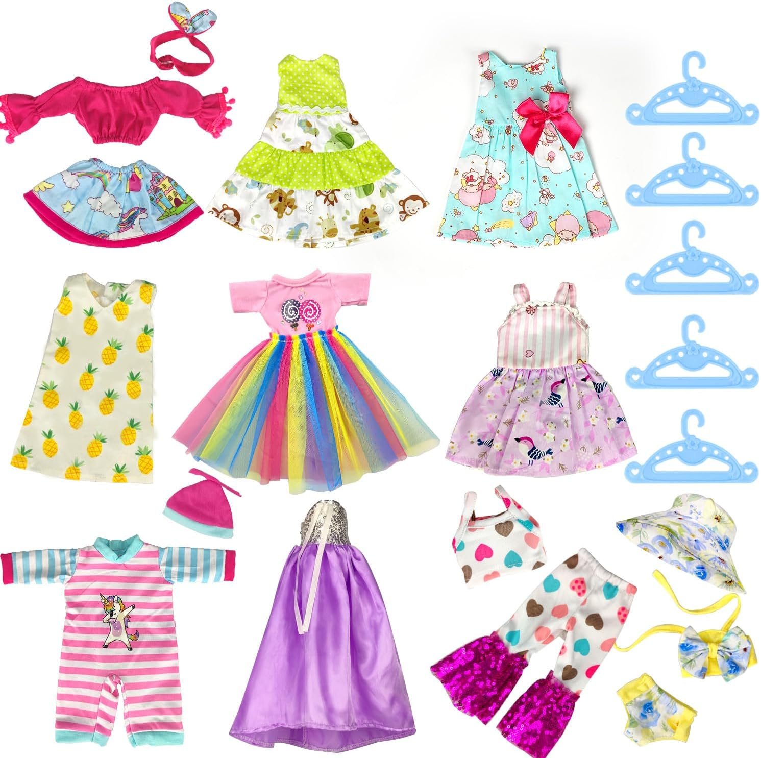 10-Sets Doll-Clothes for American-14-inch-Dolls - Compatible with 14.5-inch-Dolls Handmade Clothes and Outfits Accessories Christmas Birthday Gift for Little Girl - Image 2