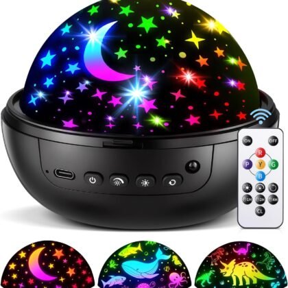 COOLNIGHT Night Light for Kids,93 Lighting+3 Films Kids Night Light Projector,Remote+Dimmable Star Projector,360° Ceiling Stars Glow in The Dark Stars,Christmas Gifts for 4 Year Old Boy Birthday Gift
