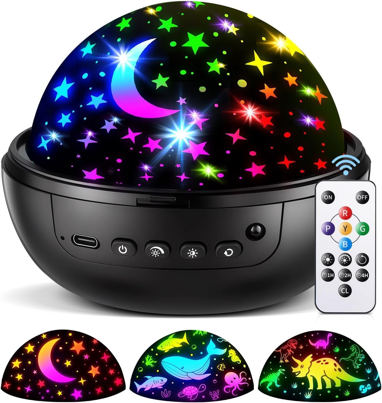 COOLNIGHT Night Light for Kids,93 Lighting+3 Films Kids Night Light Projector,Remote+Dimmable Star Projector,360° Ceiling Stars Glow in The Dark Stars,Christmas Gifts for 4 Year Old Boy Birthday Gift