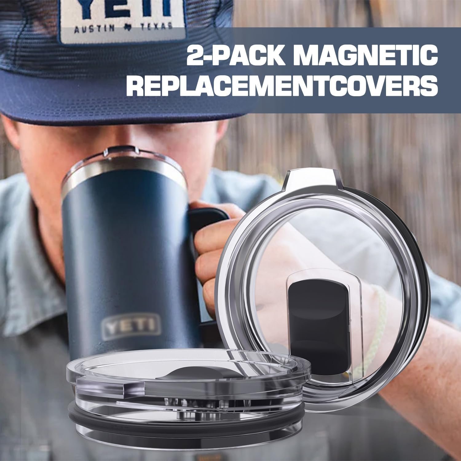 30 oz Tumbler Lid Replacement for Yeti 30/32 oz Tumbler, 14 oz Mug and 35 oz Straw Mug, Travel Spill Proof Cup Lids with Magnetic Slider, BPA Free (2 Pack) - Image 6