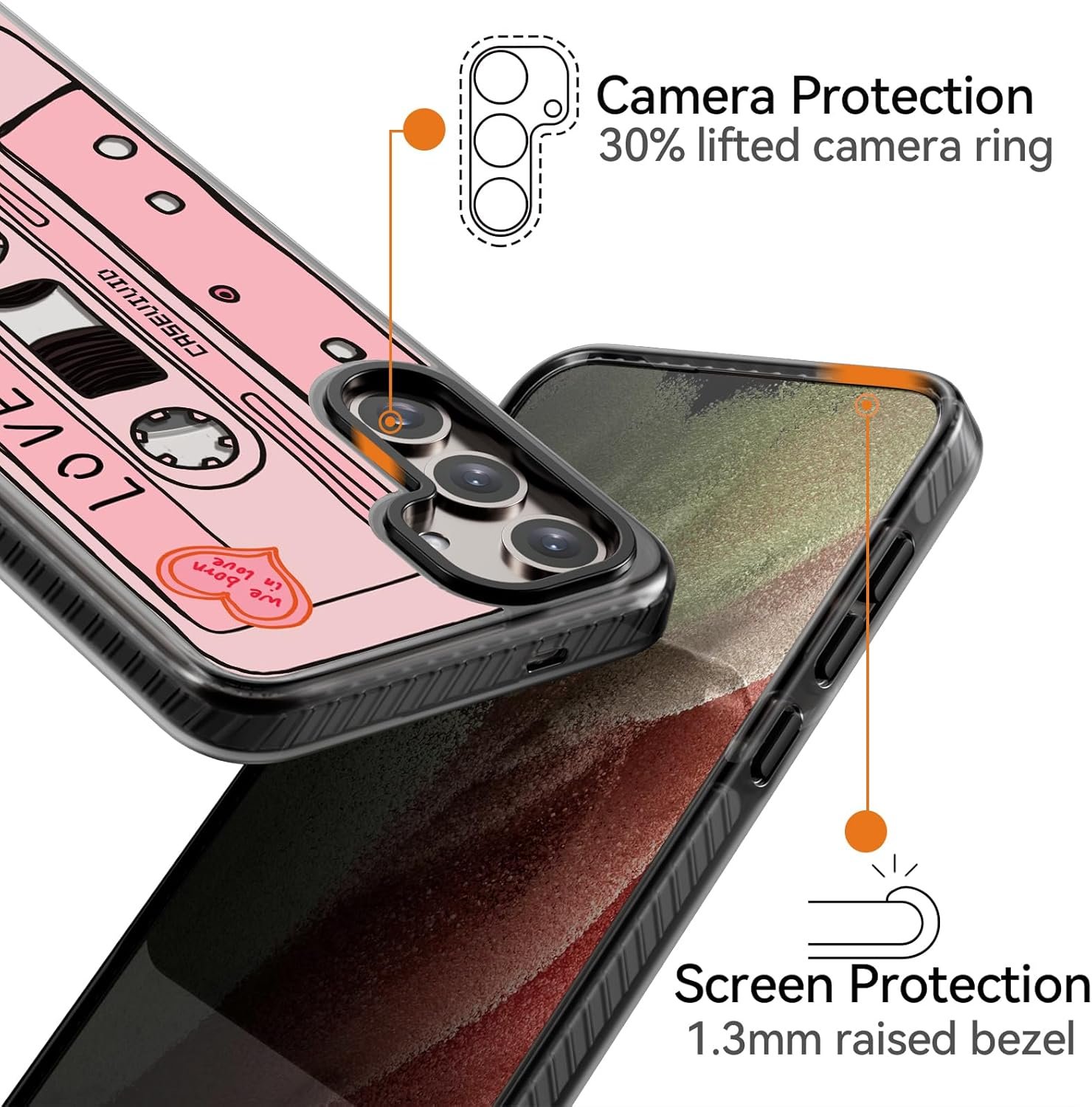 Magnetic for Samsung Galaxy S24 Magsafe Case Cute Aesthetic - Durable Shockproof 6.6 ft Drop Impact Phone Case Cover with Funny Fashion Cassette Tape Design 6.2" Black - Image 3