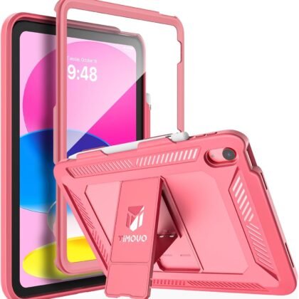 TiMOVO Case for iPad (A16) 11th Generation 11 Inch 2025, iPad 10th Generation Case 2022 with Screen Protector, Heavy Duty Shockproof Rugged Protective Cover, Watermelon Pink