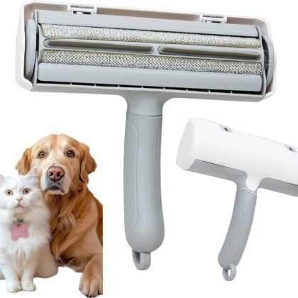 Pet Hair Remover & Lint Roller - Removes Cat/Dog Hair from Car Interiors, Furniture, Couches, Carpets, and Bedding - Reusable & Washable Animal Fur Removal Tool for Pet Owners (White&Gray)