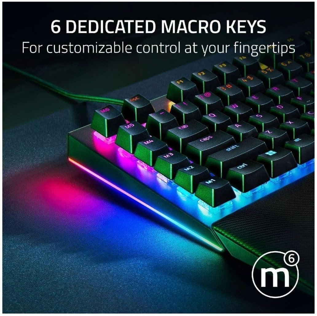 Razer RZ03-04690200 BlackWidow V4 Full Size Wired Mechanical Green Switch Gaming Keyboard with Chroma RGB - Image 6