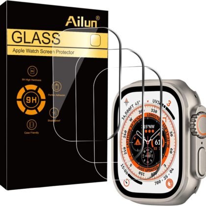Ailun for Apple Watch Ultra 3/Ultra 2/Ultra Screen Protector [49mm], Tempered Glass Film, Anti-Scratch, High Definition, Touch Sensitive[3 Pack][Clear]