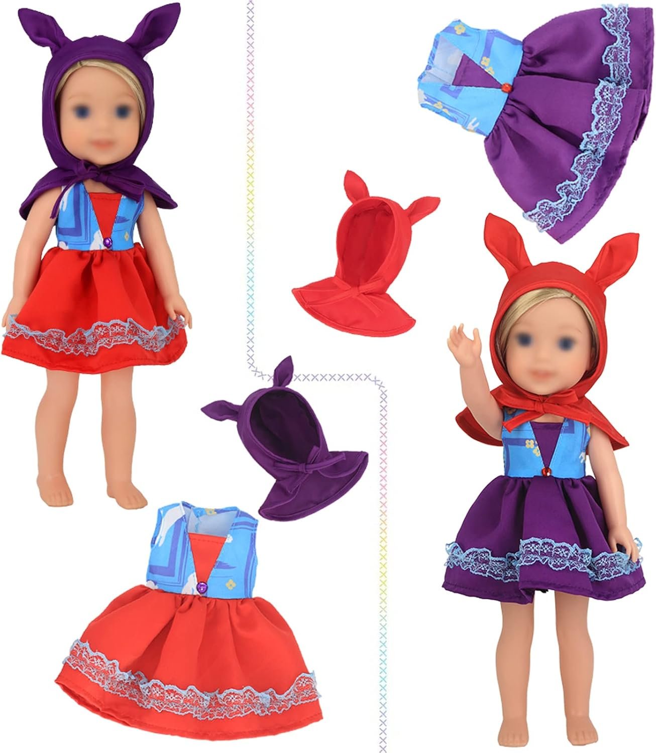 SOTOGO 11 Sets American Wellie Doll Clothes Outfits Dresses Pajamas Swimsuit, Wishers Doll Clothes Fit for 14 to 14.5 Inch Dolls - Image 5