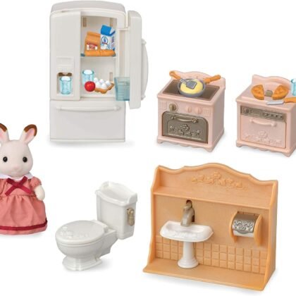 Calico Critters Playful Starter Furniture Set - Toy Dollhouse Furniture and Accessories Set with Collectible Figure Included