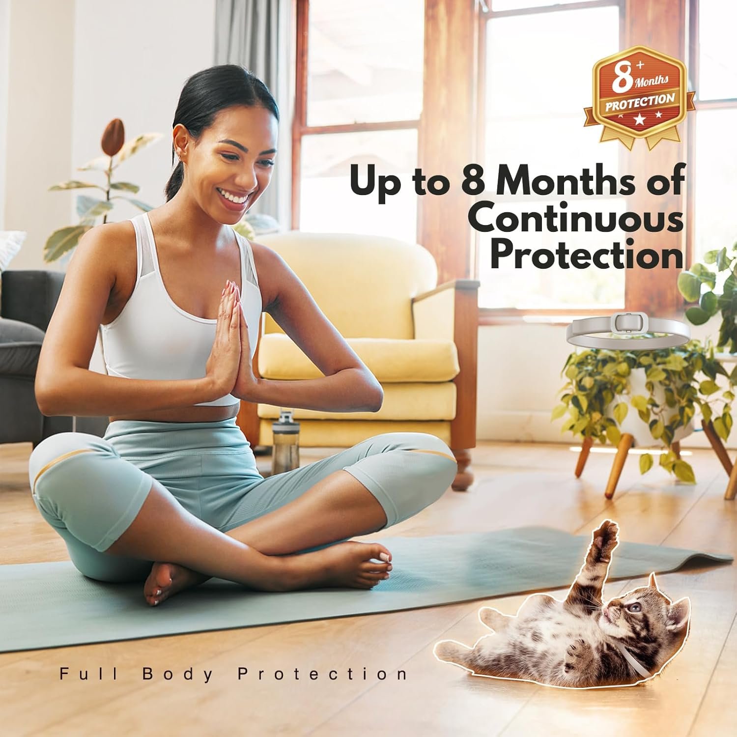 Natural Flea and Tick Collar for Cats – 4 Pack, 8 Months Long-Lasting Protection, Waterproof, Adjustable Size for Kittens and Adult Cats - Image 3