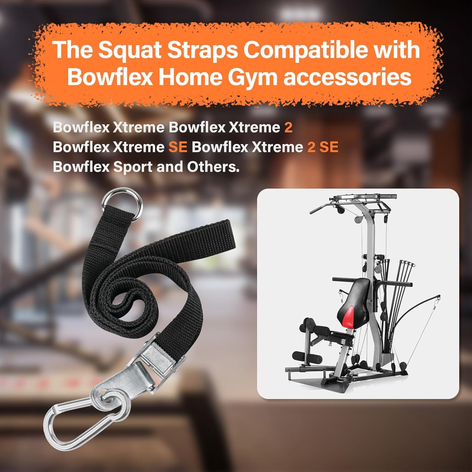 42'' Adjustable Squat Straps Compatible With Bowflex Xtreme 2 SE Home Gym Accessories, Squat Bar Lat Tower Straps Attachment Also Fit for Most Home Gym Cable Extensions - Image 3