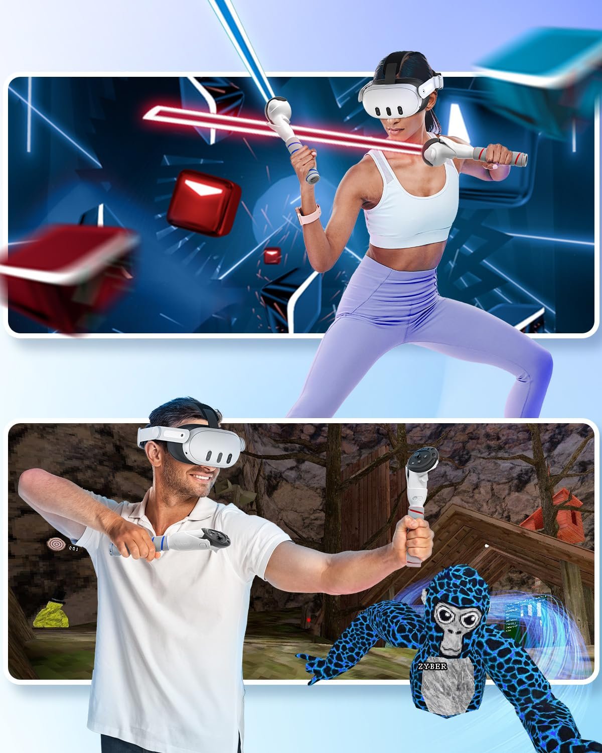 ZYBER Controller Extensions Gorilla Tag Long Arms for Meta Quest 3S/Quest 3 Beat Saber Handles Golf Club Attachment VR Sticks Controller Grips for Quest 3S/3 Enhance VR Gaming Accessories - Image 5