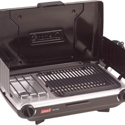 Coleman Tabletop 2-in-1 Camping Grill/Stove, 2-Burner Propane Grill & Stove with Adjustable Burners & 20,000 BTUs of Power, Great for Camping, Tailgating, Grilling