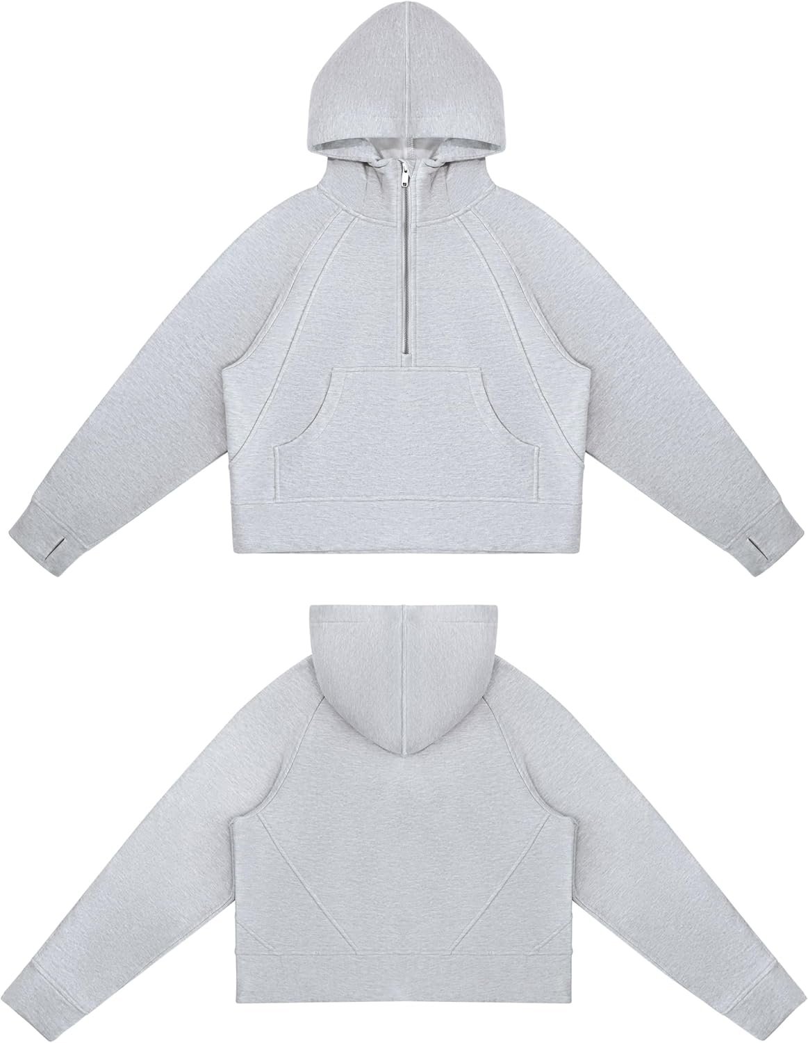 THE GYM PEOPLE Womens' Hoodies Half Zip Long Sleeve Fleece Crop Pullover Sweatshirts with Pockets Thumb Hole - Image 4