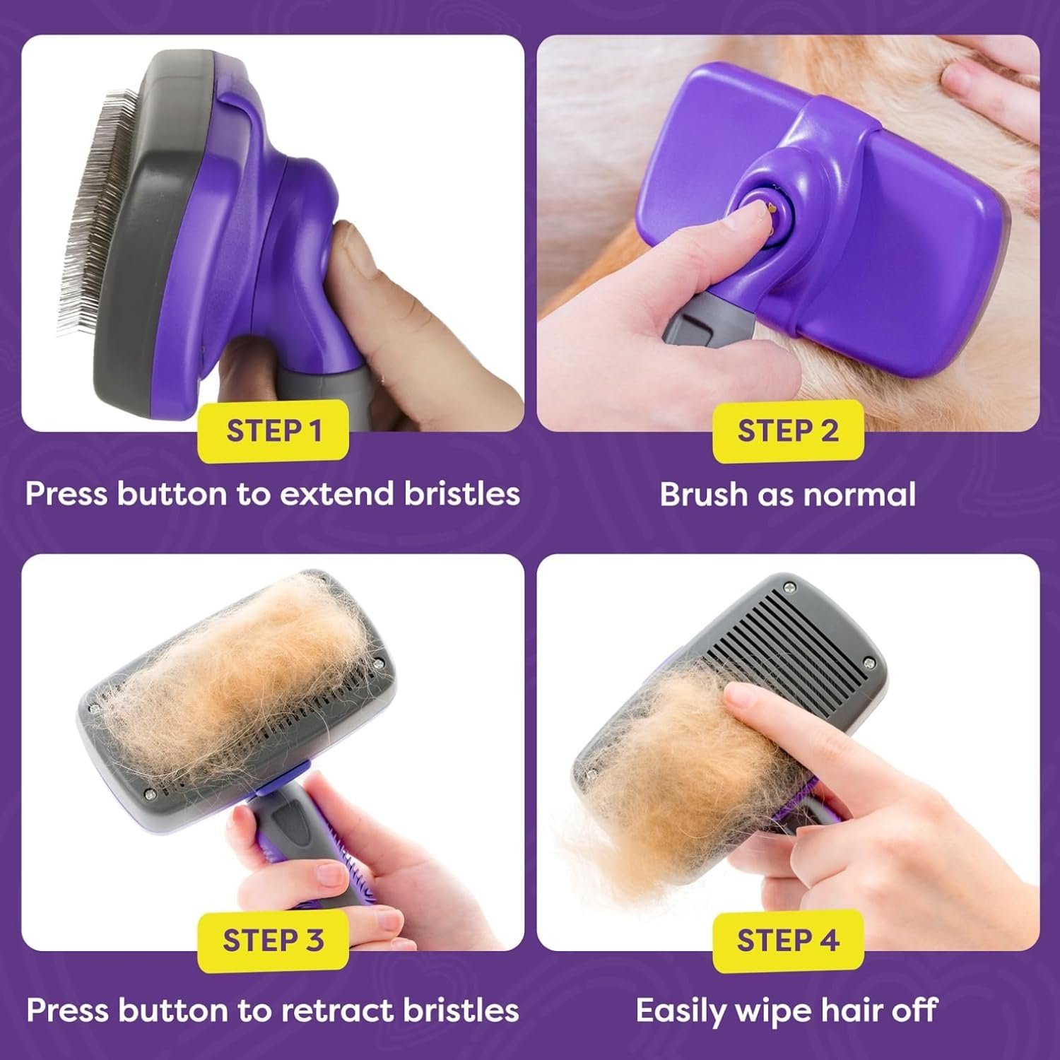 Hertzko Dog Slicker Brush and Dog Hair Remover - Self-Cleaning Brush for Cats and Dogs - Pet Hair Remover Brush for Fur - Gently Removes Mats, Tangles, and Loose Hair - Ideal for Home Use - Image 6