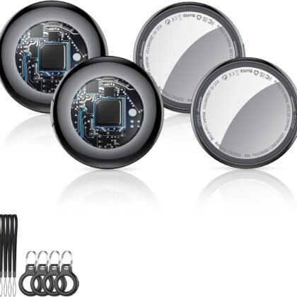 2025 New [Apple MFi Certified] (iOS Only) Air Tracker Tags-4 Pack, Bluetooth Tracker for Apple Find My, Replaceable Battery, Key Finder and Item Locator Smart Tag for Keys, Bags, Luggage, Wallet, etc