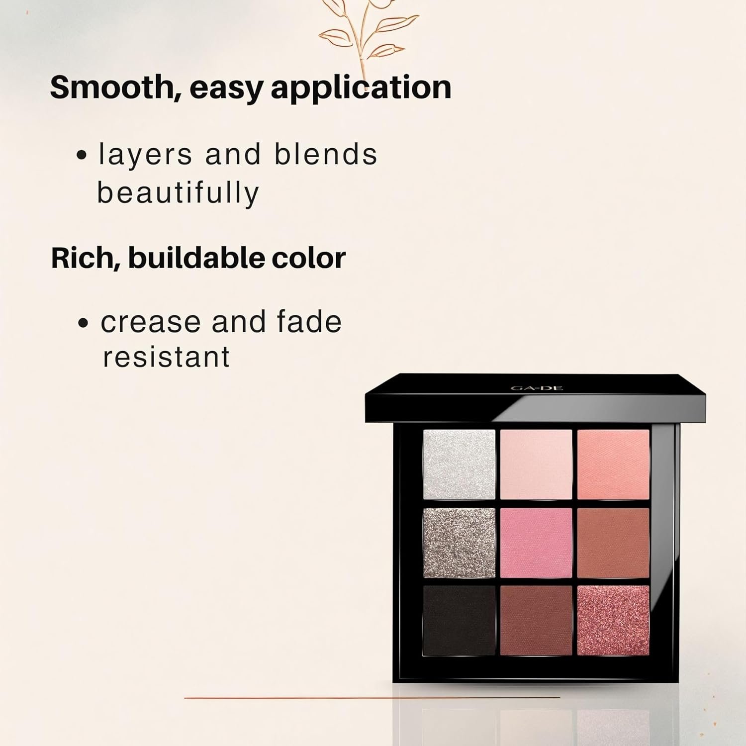 GA-DE Velveteen Eyeshadow Palette, 55 - Eyeshadow Collection with Light to Deep Shades - for Matte, Metallic, Silky and Shimmery Finishes - 0.286 oz - Image 3