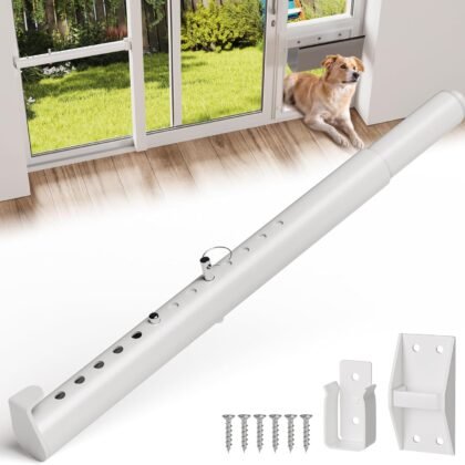 Metal Sliding Glass Pet Door Security Bar,1 Pack Adjustable Sliding Pet Door Lock Bar,Mini Pets Door Safy Bars for Lock Slidings Glass Dog or Cat Doors,Doggie Doors Security Bar Size Extends 11” to18”