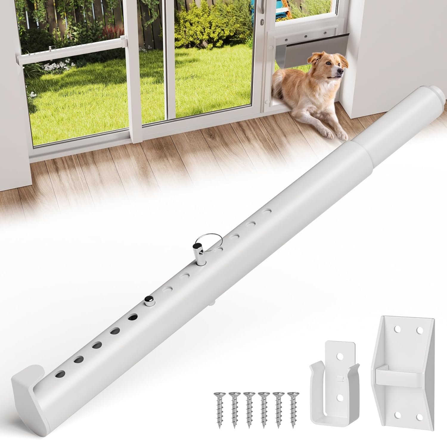 Metal Sliding Glass Pet Door Security Bar,1 Pack Adjustable Sliding Pet Door Lock Bar,Mini Pets Door Safy Bars for Lock Slidings Glass Dog or Cat Doors,Doggie Doors Security Bar Size Extends 11” to18”