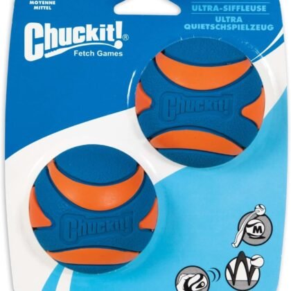 Chuckit! 6 Pack of Ultra Squeaker Ball Dog Toys, Medium, Whistles When Thrown