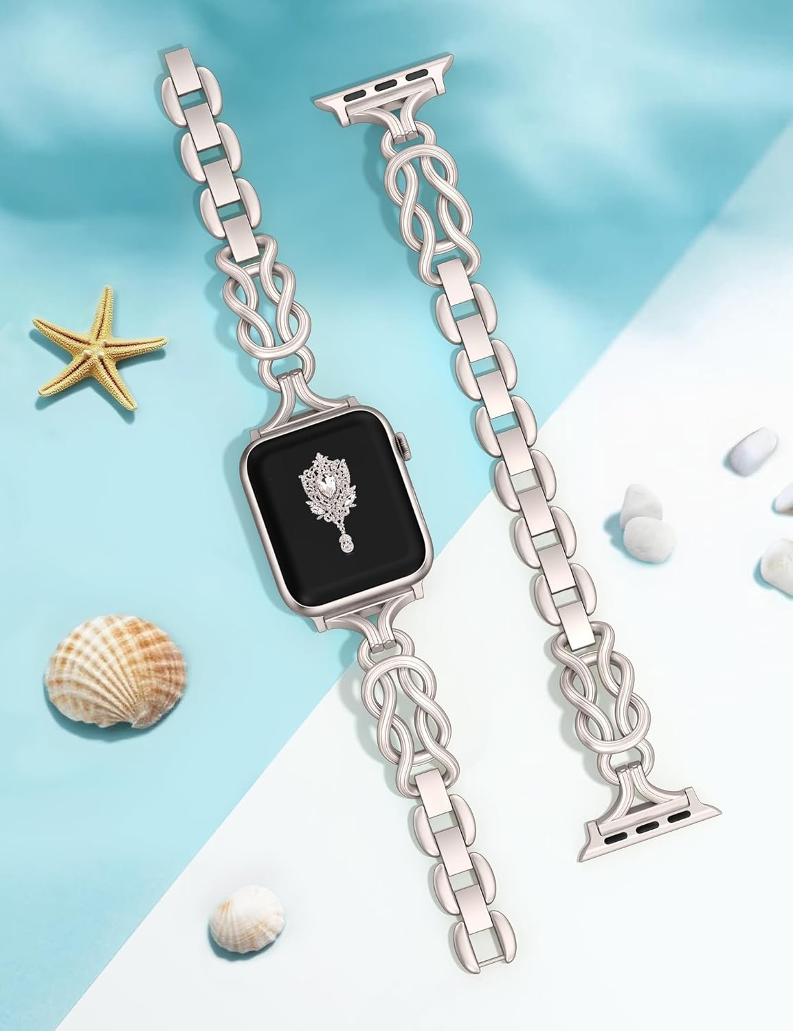 TOYOUTHS Celtic Bracelet Compatible with Apple Watch Bands 38/40/41/42/44/45/46/49mm Women, Dressy Chain Stainless Steel Metal Jewelry Link Strap for iWatch Series 11 10 9 8 7 6 5 4 SE/Ultra 3 2 1 - Image 3