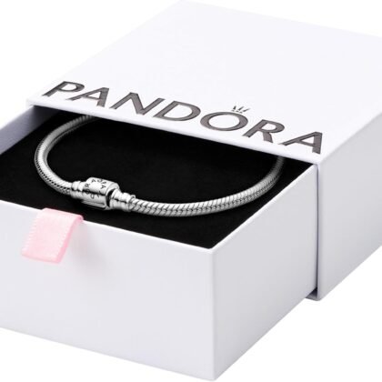 PANDORA Moments Barrel Clasp Snake Chain Bracelet - Silver Bracelet for Women - Sterling Silver - With Gift Box