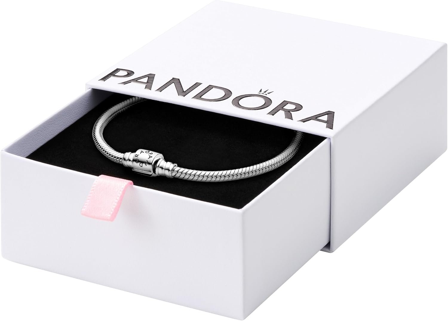 PANDORA Moments Barrel Clasp Snake Chain Bracelet - Silver Bracelet for Women - Sterling Silver - With Gift Box