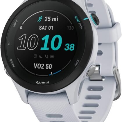 Garmin Forerunner® 255S Music, Smaller GPS Running Smartwatch with Music, Advanced Insights, Long-Lasting Battery, Whitestone
