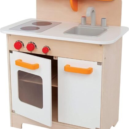 Hape Gourmet Kitchen Kid's Wooden Pretend Play Kitchen Set |Sink, Stove, Baking Oven, Cabinet, Turnable Knobs & Spice Shelf