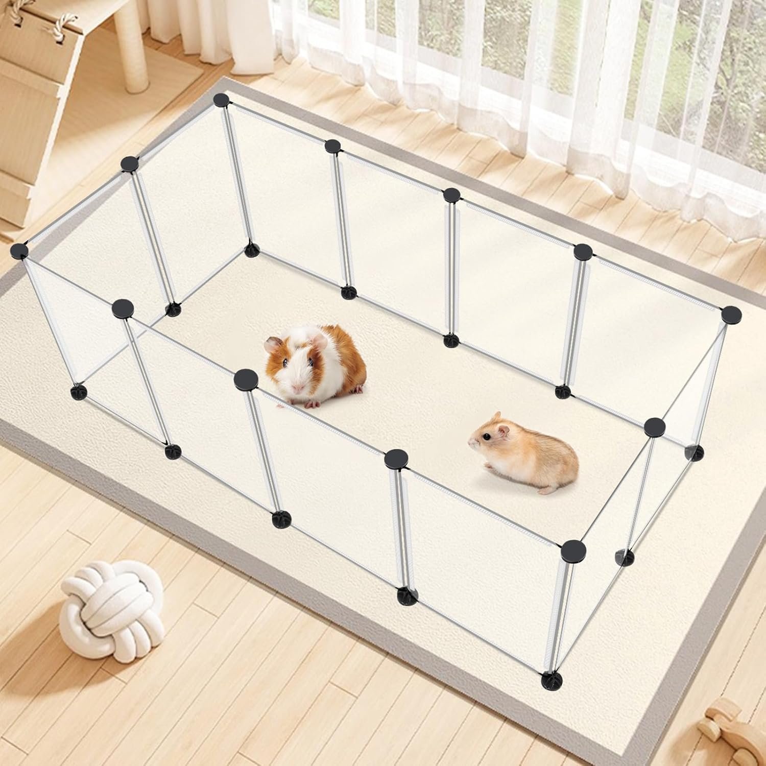 12 Panels Transparent Small Animals Playpen,48" x 24" x 16" Portable Pet Playpen,Plastic Enclosure,Puppy Play Pen for Indoors Outdoor Pet Fence for Guinea Pigs,Bunny,Ferrets,Hamsters,Hedgehogs - Image 7