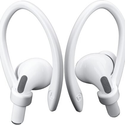2 Pairs AirPods Ear Hooks for AirPods Pro 2, AirPods Pro, AirPods 4, 3, 2 & 1, Upgraded Anti Slip Sports Clip Hooks for AirPods 1, 2, 3, 4,Pro, Pro 2 – White