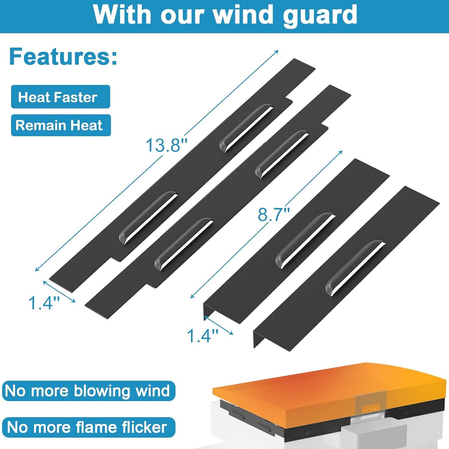 5011 Hard Cover Top Lid with Stainless Steel Handles and Wind Guard for Blackstone 22” Table Top Grill, Flat Top Griddle Accessories for Black Stone, Black - Image 3