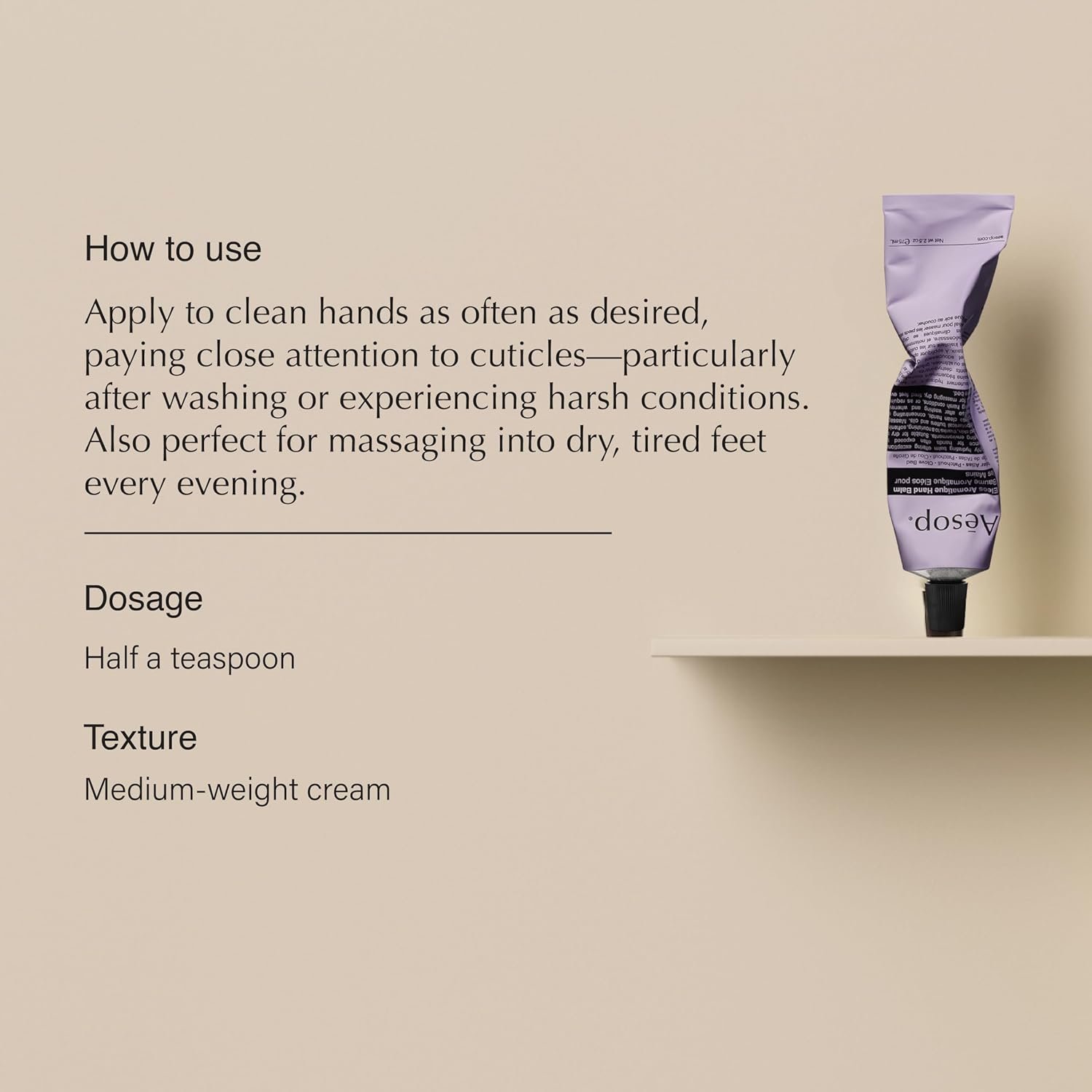 Aesop Eleos Aromatique Travel Size Hand Balm | Shea Butter and Coconut Oil to Nourish Dry, Cracked Hands | Lotion Made with Skin-Calming Essential Oils | 2.4 oz / 75 mL - Image 2