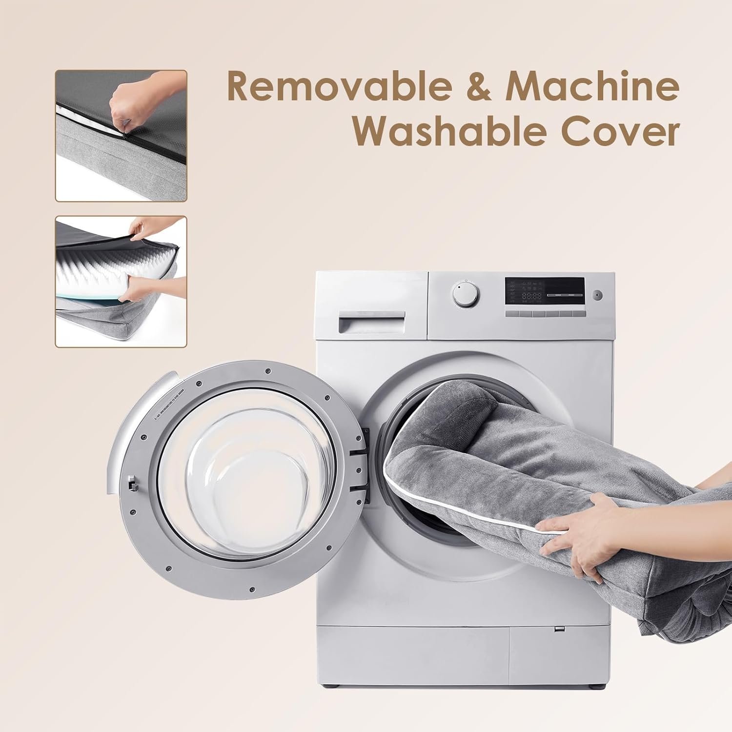 EHEYCIGA Orthopedic Dog Beds for Extra Large Dogs 44x32Inch, Waterproof Memory Foam XL Pet Bed with Sides, Non-Slip and Egg-Crate Foam Big Dog Couch Bed with Washable Removable Cover, Grey - Image 6