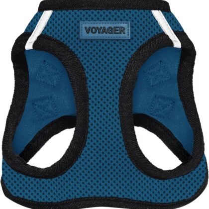 Best Pet Supplies - All Weather Mesh / Plush, Reflective, No Pull Harness for Small, Medium Dogs, Cats - Secure with Hook & Loop Fastener, Buckle, Double D-Rings - Blue/Black Trim, S
