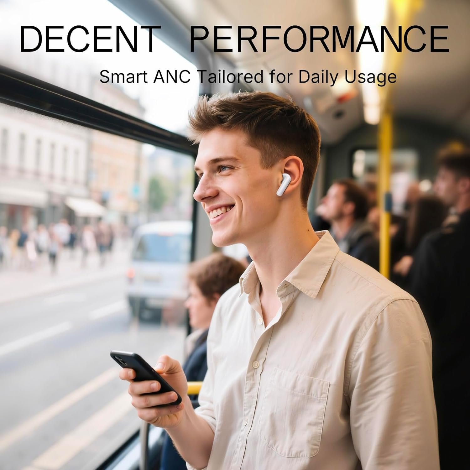 CMF Buds 2a Wireless Earbuds 2025 New Active Noise Cancelling 42dB Hybrid ANC Bluetooth Headphones, 12.4mm Dynamic Driver for Big Bass, 4 Mic Clear Call, Sport Ear Buds for iPhone, Android, Light Grey - Image 3