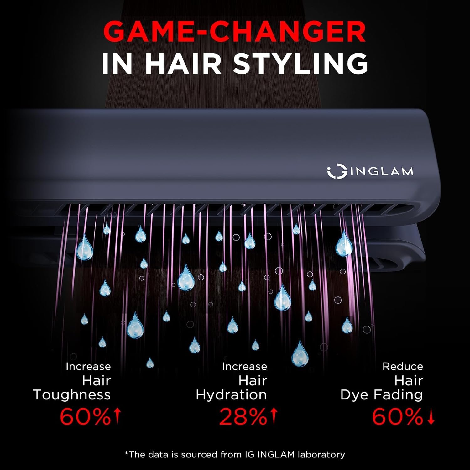 IG INGLAM Air Straight, Style from Wet Hair, 200M Ionic Hair Dryer Straightener for Medium Long Length(14”-30”), Straightener and Dryer 2 in 1, Fast Drying and Straightening in One Step, Dark Blue - Image 4