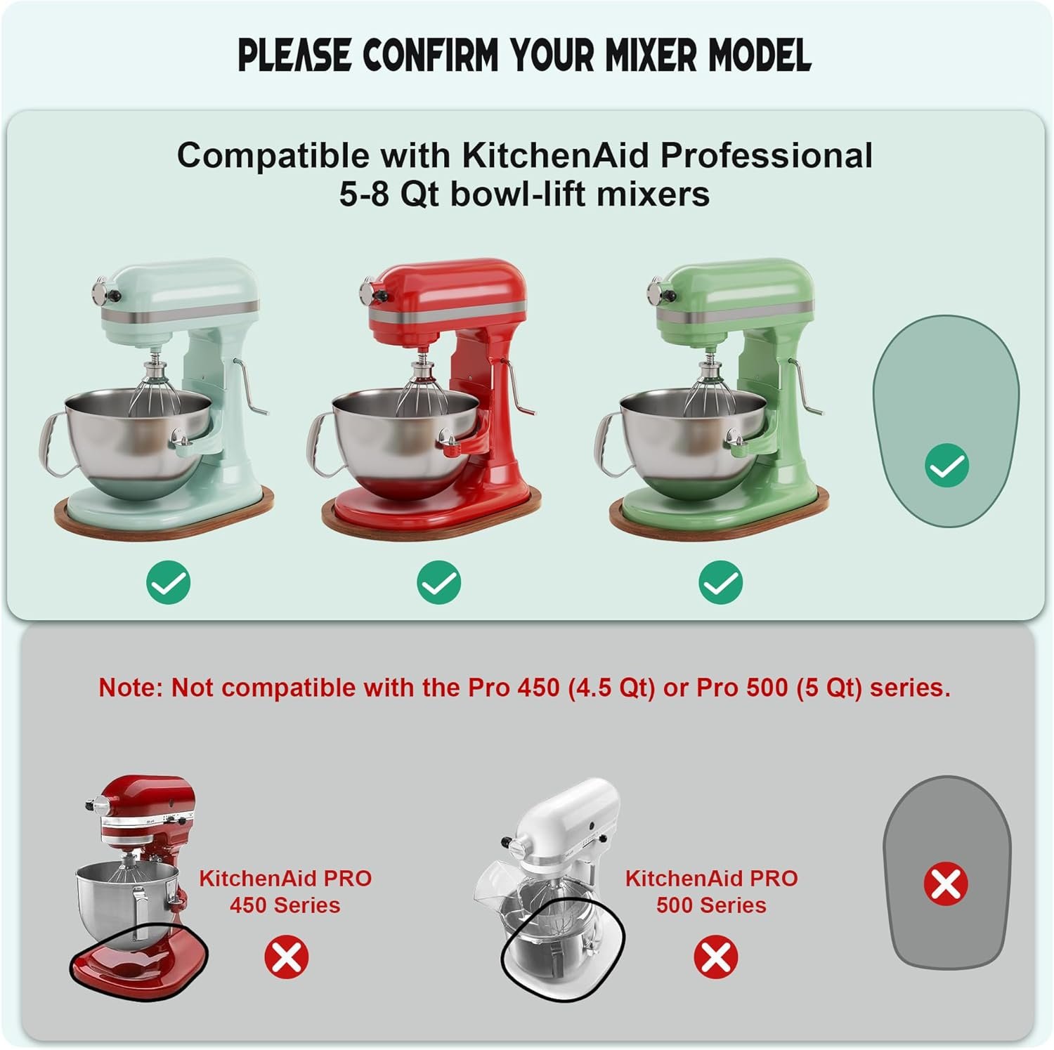 Mixer Slider Mat, Pine Wood Sliding Tray for KitchenAid 4.5 & 5 Qt Stand Mixers, Anti-Slip Moving Mat & Countertop Protector, Kitchen Accessories and Attachments for Artisan Series (5-8 QT) - Image 2