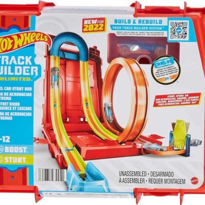 Hot Wheels Toy Car Set, Track Builder Unlimited Playset Fuel Can Stunt Box, 14 Component Parts & 1:64 Scale Vehicle