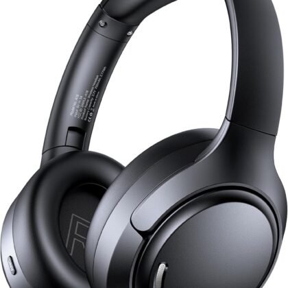 Hybrid Active Noise Cancelling Headphones Wireless, 120Hrs Playtime, 6 ENC Clear Mic, Over Ear Bluetooth Headphones with Hi-Res Audio Comfort Earcup Foldable ANC Headphone for Travel Game Home Office