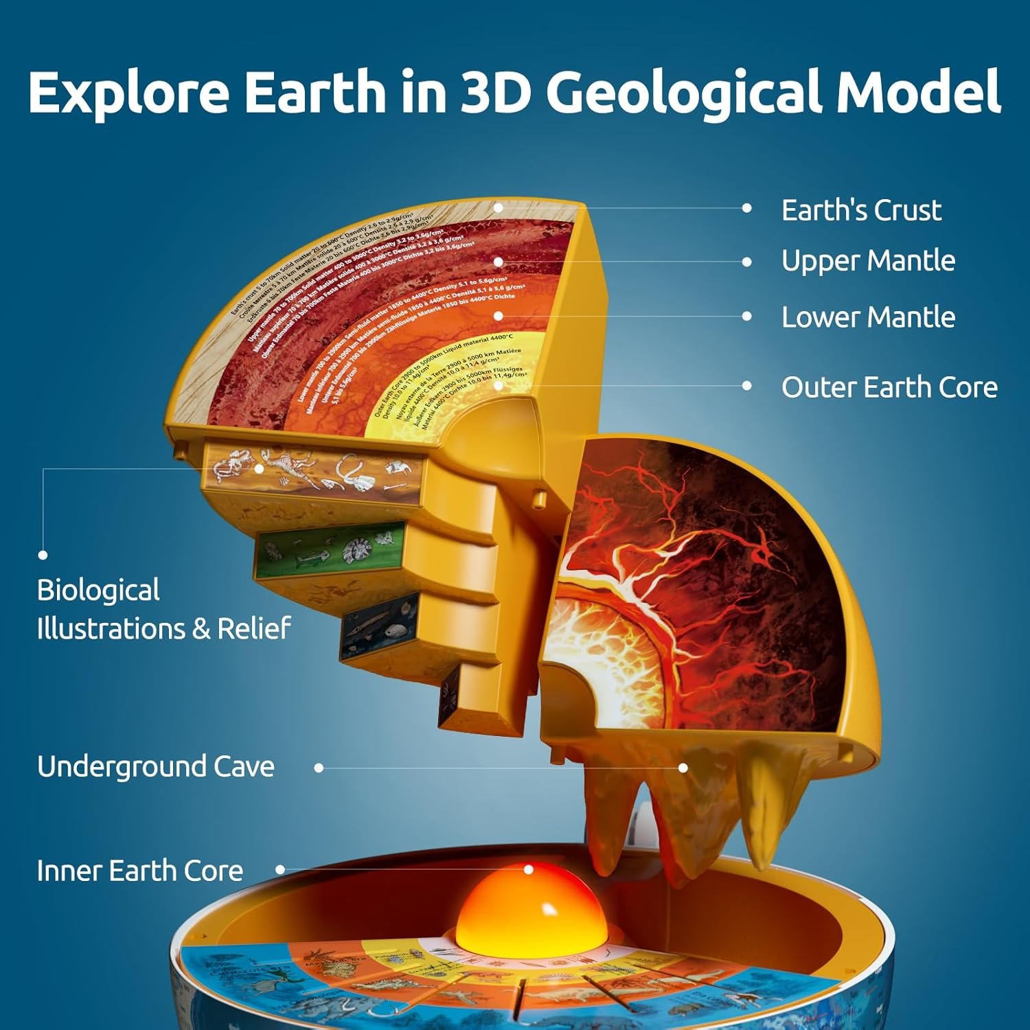Science Can Openable Globe for Kids, 8 Inch Interactive World Globe Talking Model with Knowledge & Quiz Mode, Bilingual Stem Toys for Kids, Birthday Christmas Gift for 6-12 Year Old Boys & Girls - Image 4