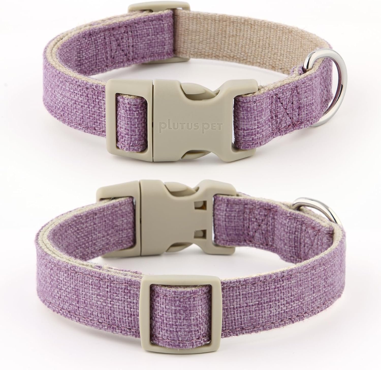 Plutus Pet Cotton Hemp Dog Collar and Leash Set, Adjustable Collar for Small, Medium, and Large Dogs, Heavy Duty and Soft on Skin, Lavender, S - Image 2