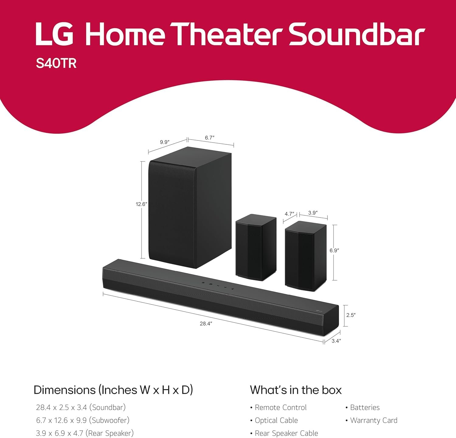 LG S40TR 4.1 ch. Home Theater Soundbar with Rear Surround Speakers and Wireless Subwoofer, Wow Interface, Dolby Audio, AI Sound Pro, 2024 Model, Amazon Exclusive - Image 6