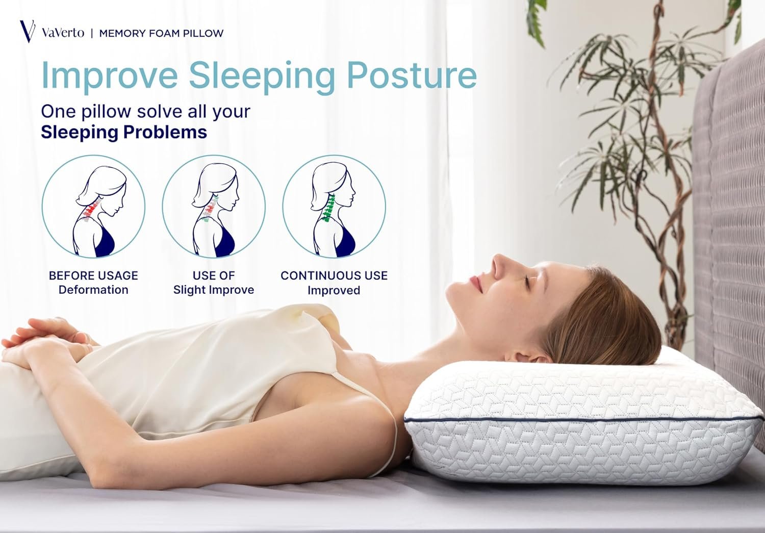 Cooling Gel Memory Foam Pillow - 1-Pack - Standard Size Bed Pillows For Sleeping - Medium-Firm - Back, Stomach and Side Sleeper Pillow - Shoulder & Back Pain Relief - Washable , Bamboo Viscose Cover - Image 3
