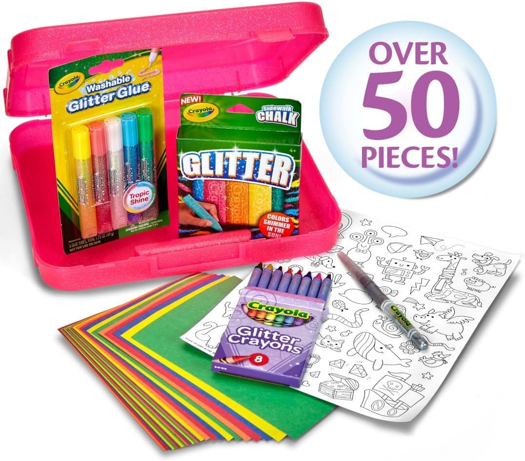 Crayola All That Glitters Art Case (50+pcs), Glitter Crayons & Coloring Supplies, Kids Art Set, Gifts for Girls & Boys, Ages 5+ - Image 2