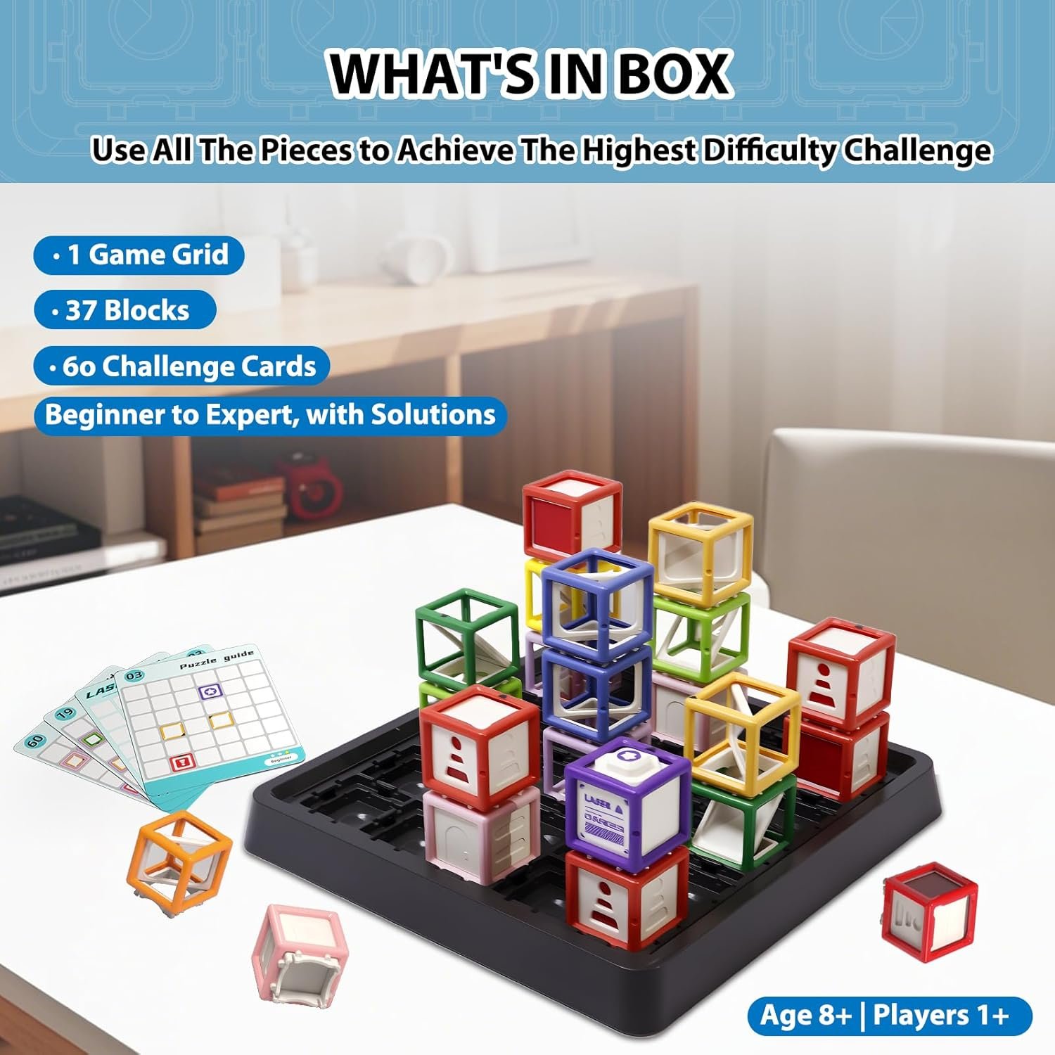 Laser Maze Reasoning Game - STEM Logic Toys for Ages 8+ Kid, 60+ Challenges Puzzle Games, Great 8-13 Years Old Children Gift for Christmas/Easter/Children's Day to Develop Knowledge of Space & Optics - Image 7