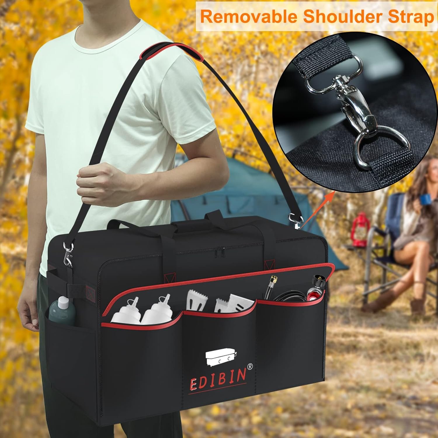 22 Inch Griddle Carry Bag Fits for Blackstone 1813 22 inch Tabletop Griddle with Hood Lid,Exclusively Fits for Blackstone Tabletop Griddle 22 inch with hood Carry Bag,600D Polyester Heavy Duty - Image 5