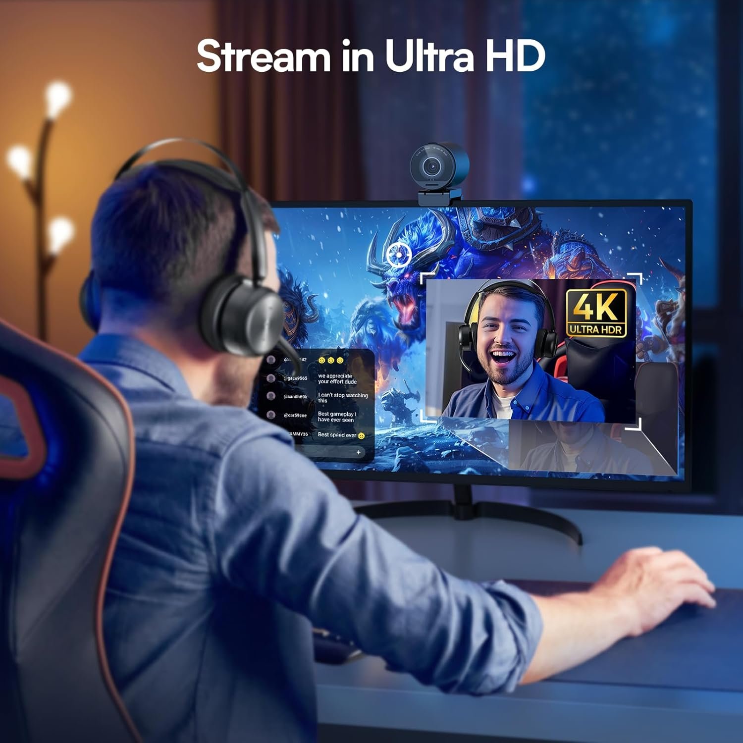 EMEET SmartCam S800-4K Webcam for Streaming, Sony 1/2'' Sensor, Supports HDR, PDAF&TOF Dual-autofocus, 1080P@60fps, 2 Noise-Cancelling Mics, 40°-73° FOV, Perfect for Live Streaming&Online Meetings - Image 3