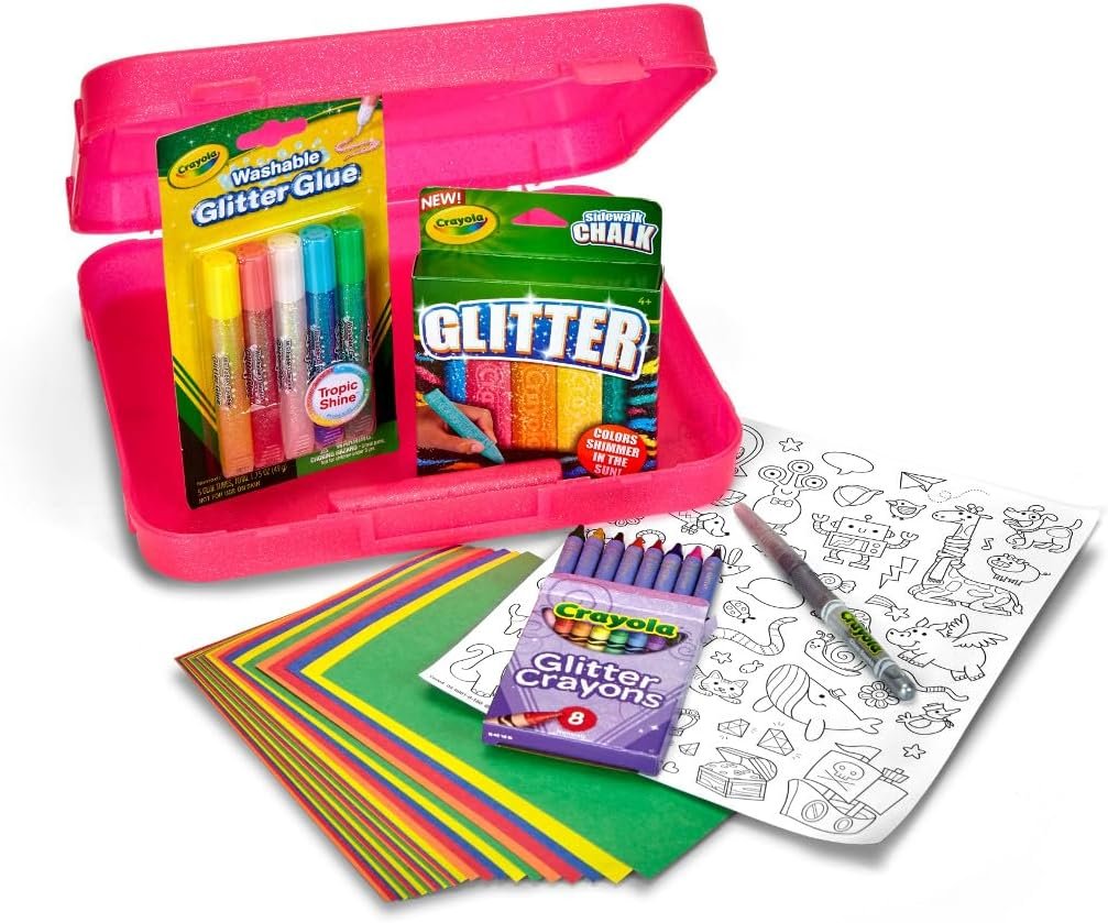 Crayola All That Glitters Art Case (50+pcs), Glitter Crayons & Coloring Supplies, Kids Art Set, Gifts for Girls & Boys, Ages 5+ - Image 5
