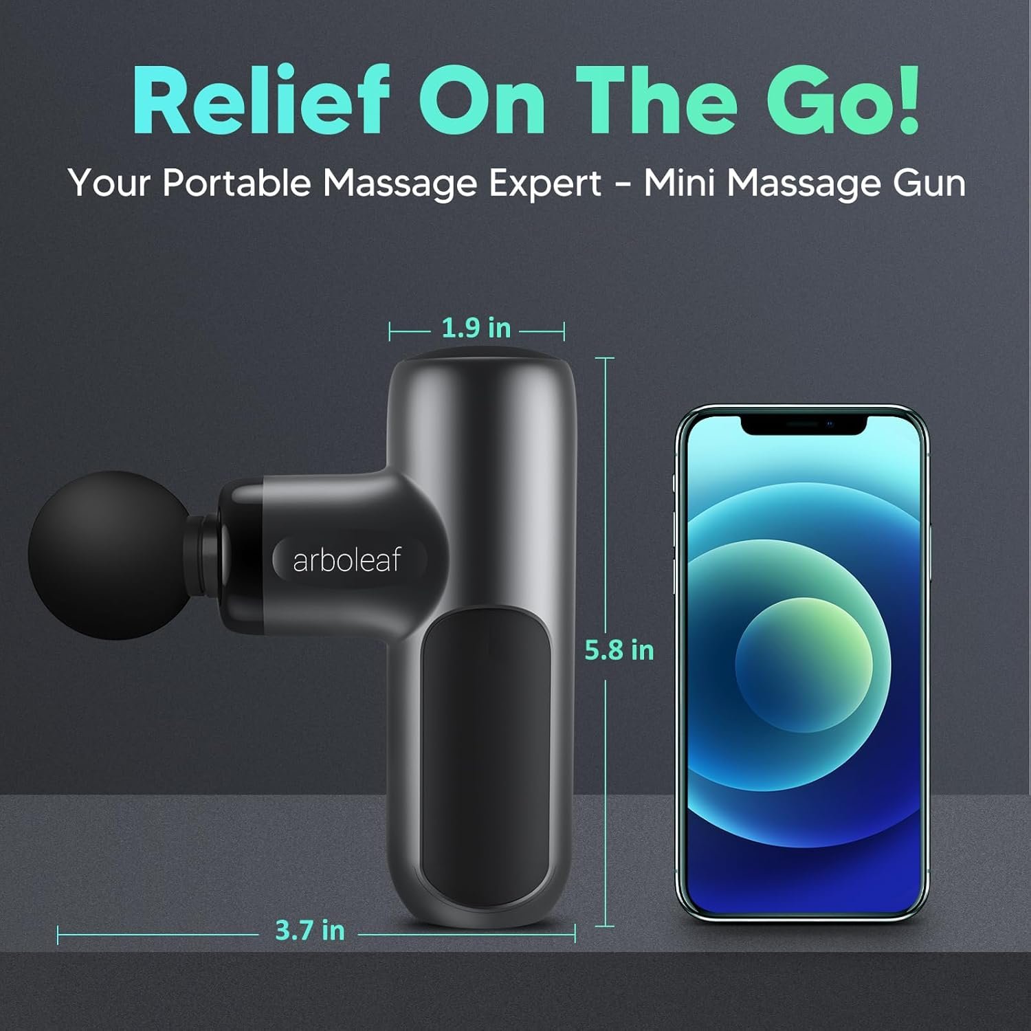 arboleaf Mini Massage Gun Deep Tissue, Percussion Muscle Massager for Back Pain Relief, Portable Small Travel Size, Quiet Massager, Gifts for Woman Man - Image 2