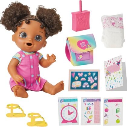 Baby Alive Time for School Baby Doll Set, 12 Inch, Back to School Toys for Girls & Boys, Black Hair, Preschool Gifts for Kids, Ages 3+ (Amazon Exclusive)