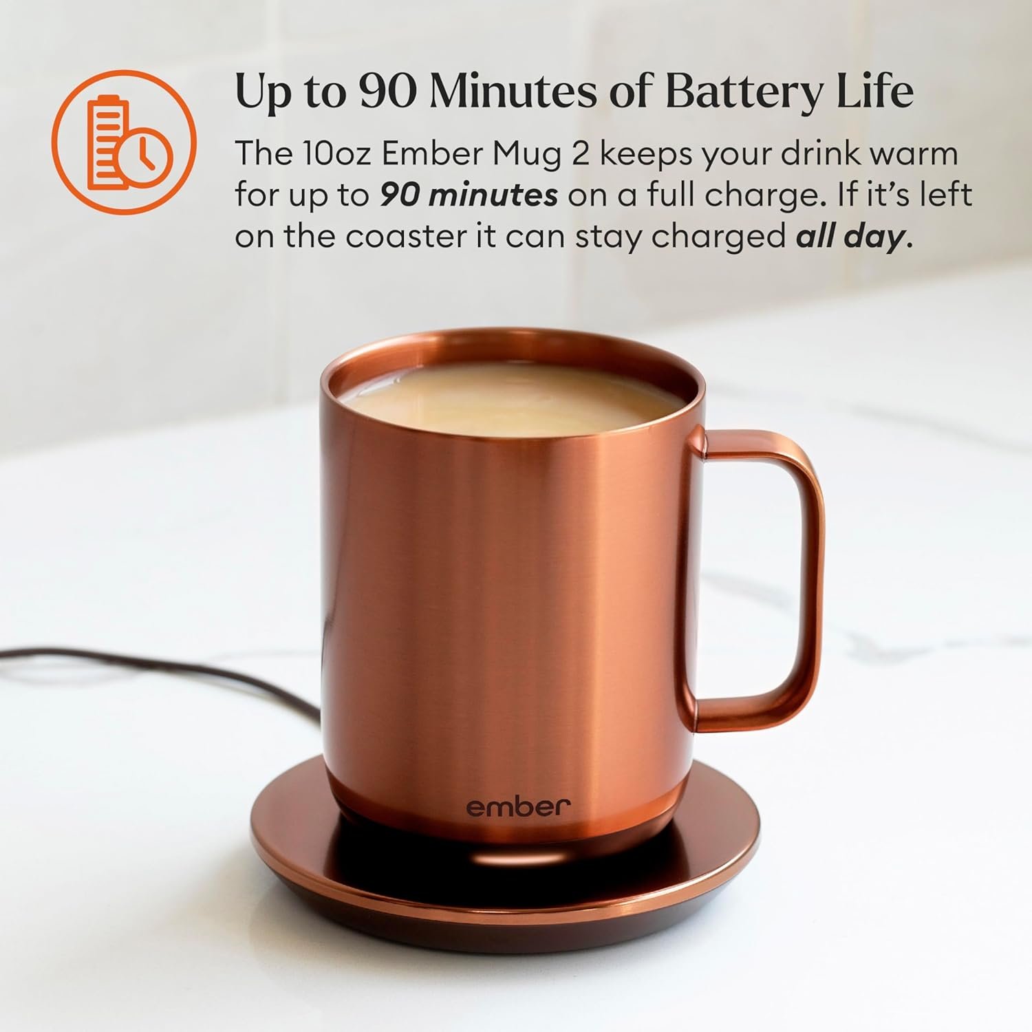 Ember Temperature Control Smart Mug 2, 10 Oz, App-Controlled Heated Coffee Mug with 80 Min Battery Life and Improved Design, Copper - Image 3